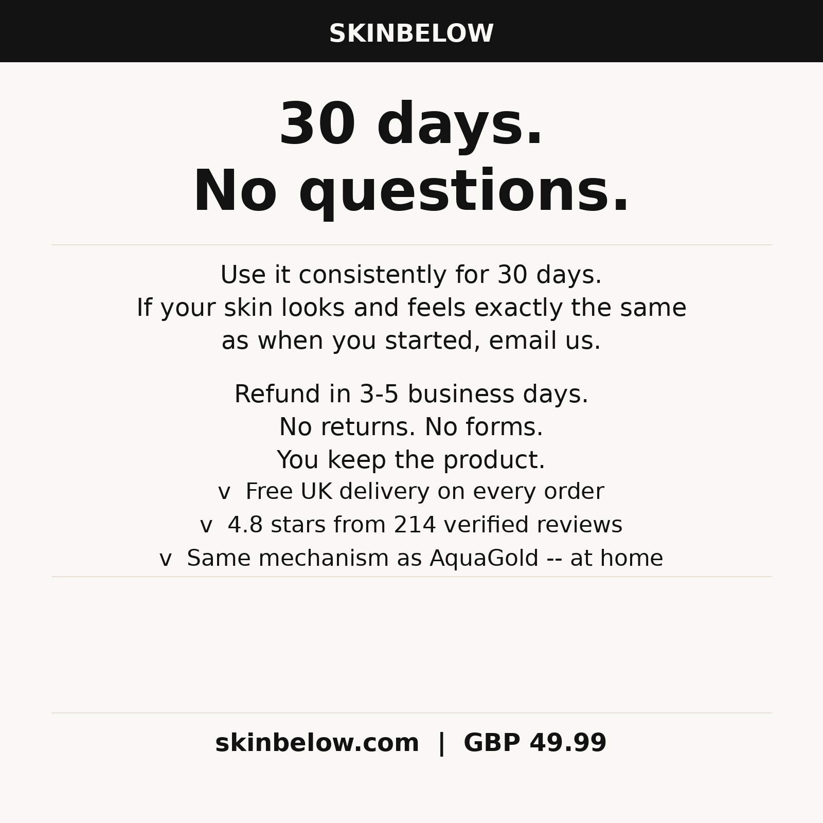 SkinBelow - 30-day money-back guarantee