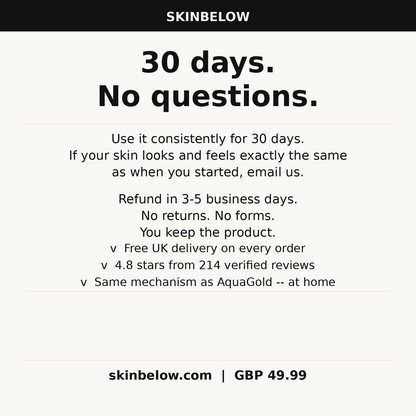 SkinBelow - 30-day money-back guarantee