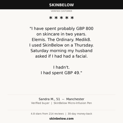SkinBelow - Sandra M. verified review